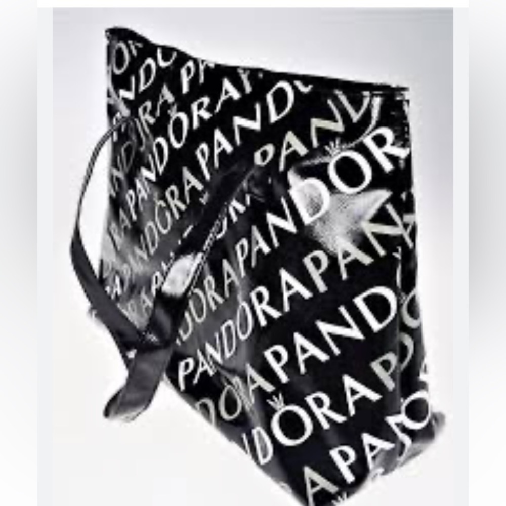 Pandora Bag Logo Black Shopper Handbag Tote Purse Bag Grey2